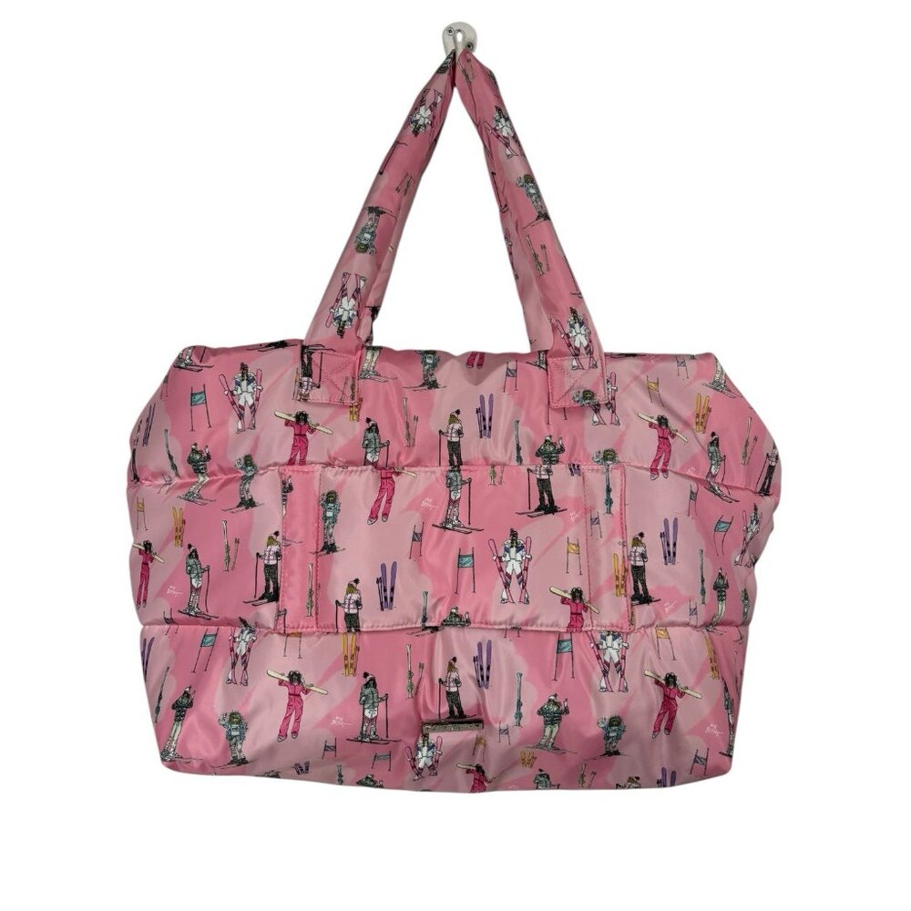 BETSEY JOHNSON Pink Ski Snowboard Weekender Travel Tote Bag Puffer Duffle